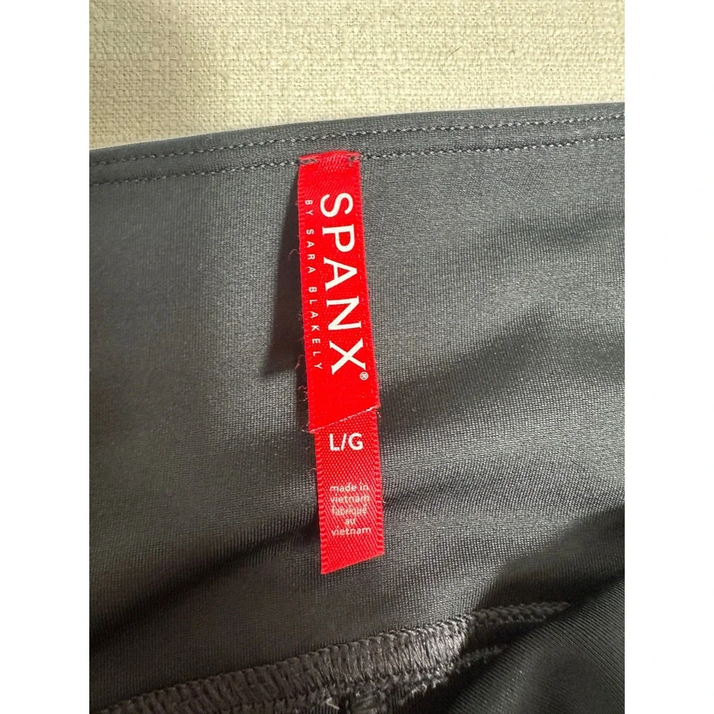 Spanx Faux Leather Leggings Womens Large Black Excellent High Waist Compression